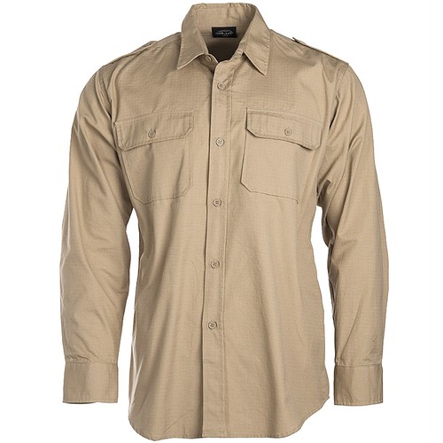 Tropenhemd langarm khaki - tropenhemd, beige