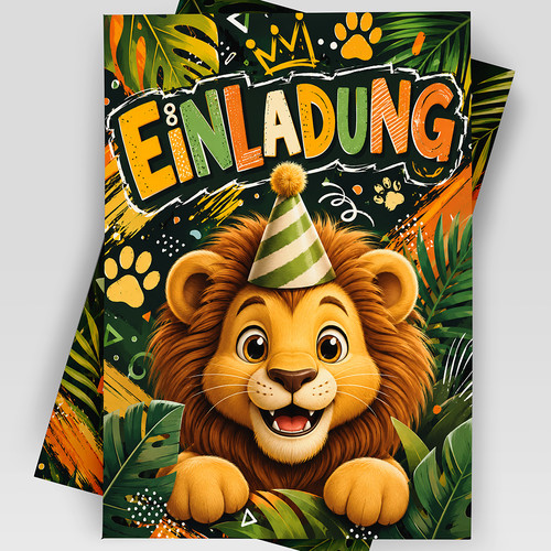 Löwe einladungskarten - löwe,