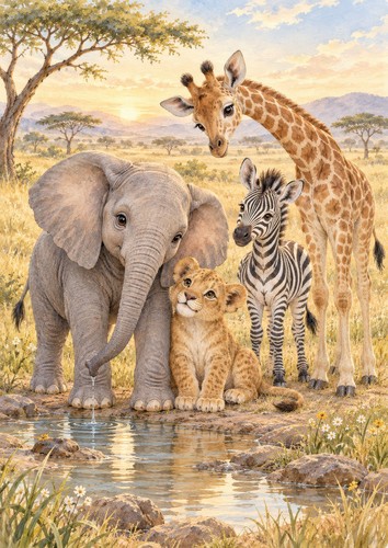 Safari tiere poster 7x42 - poster, 29,7x42